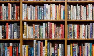 Rows of colorful manga spines on a shelf.